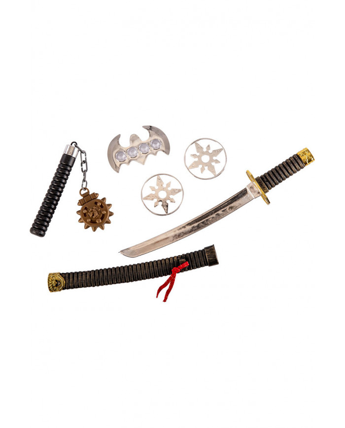 Set armi da ninja in plastica, composto da: pugnale wakizashi