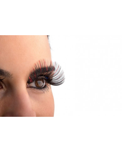 Ciglia finte nere e rosse metallizzate adesive, adatte a tante