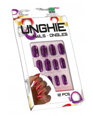 12 purple metallic nails, of great visual effect, to complete a