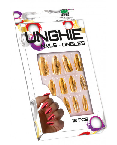 Cartella con 12 unghie metallizzate oro, di grande effetto
