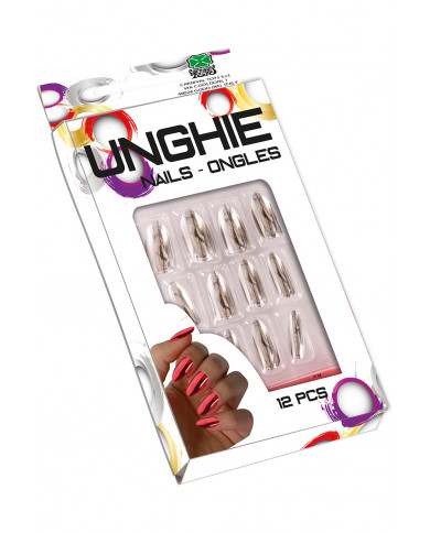 12 silver metallic nails, of great visual effect, to complete a