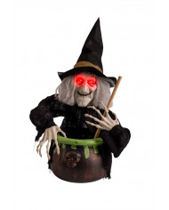 Witch with cauldron, lights and sound, high cm.70, decoration