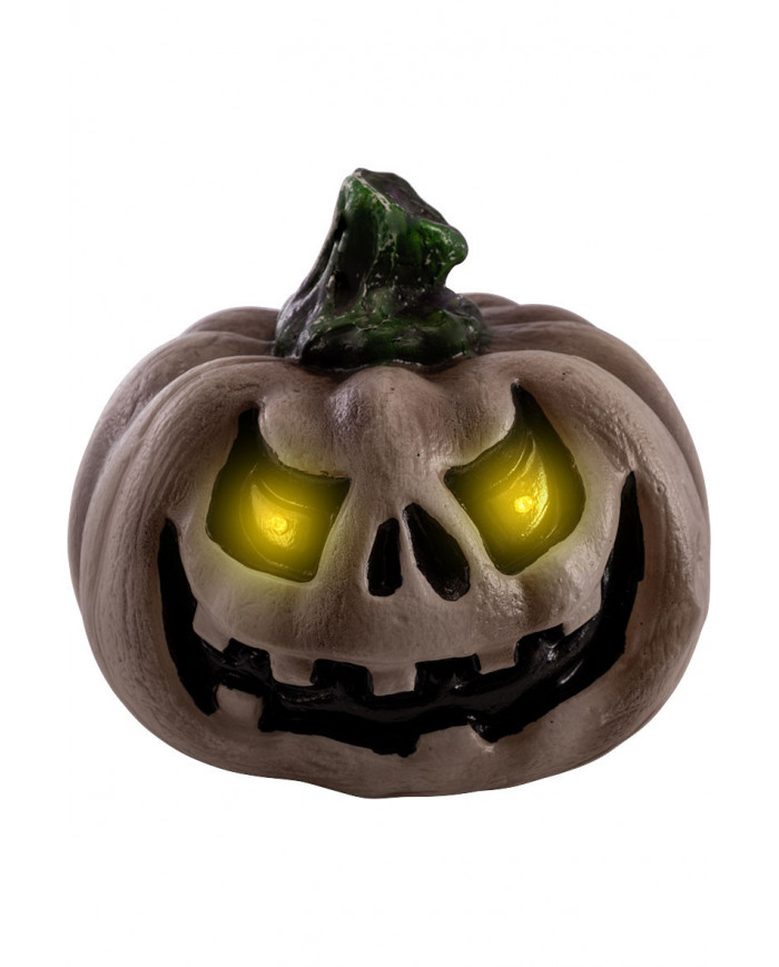 Grey plastic pumpkin with bright eyes, diameter cm.25