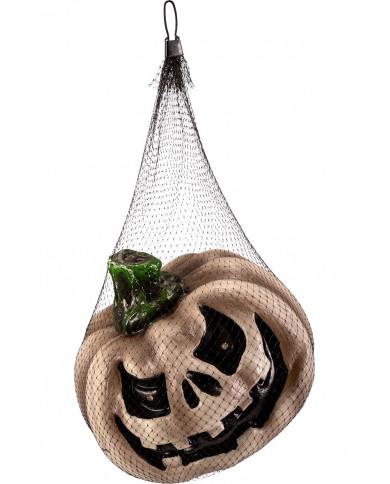 Grey plastic pumpkin with bright eyes, diameter cm.25