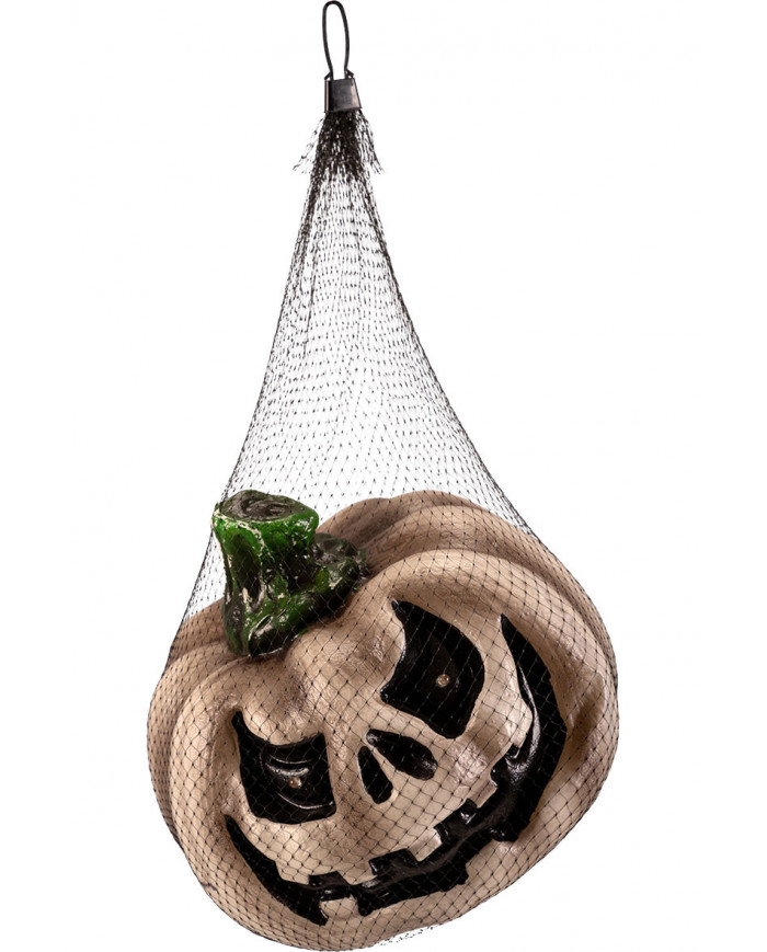 Grey plastic pumpkin with bright eyes, diameter cm.25