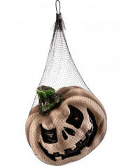 Grey plastic pumpkin with bright eyes, diameter cm.25