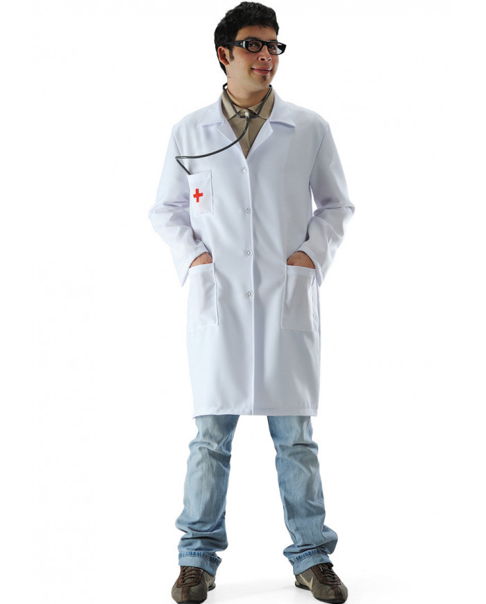 Doctor costume with cloth shirt with buttons, size M.