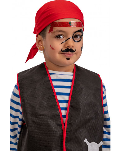 Cartella con decorazioni adesive per viso a tema pirata, per