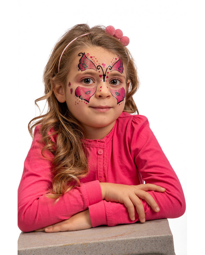 Cartella con decorazioni adesive per viso a tema farfalla, un