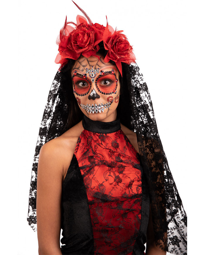 Adhesive face decorations, to complete the Mexican skull make