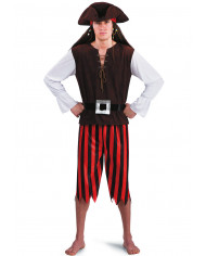 Pirate costume with fake leather jacket and belt, satin