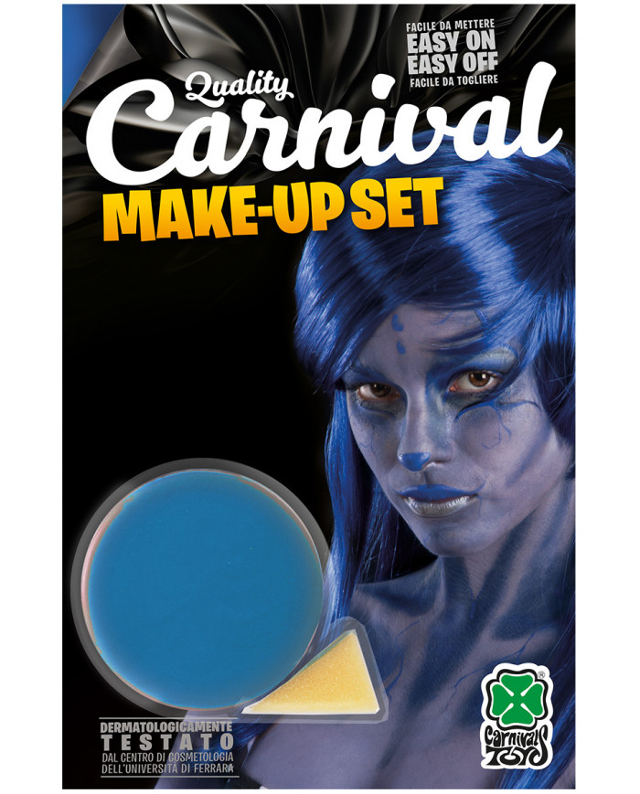 Blue face paint in jar of gr.1 oil-based, non-toxic and easy to