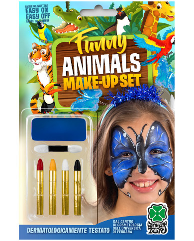 Blue butterfly makeup set consisting of blue face paint