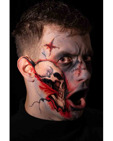 Skeleton face tattoo, an ideal horror trick to complete