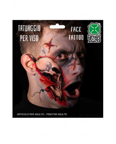 Skeleton face tattoo, an ideal horror trick to complete