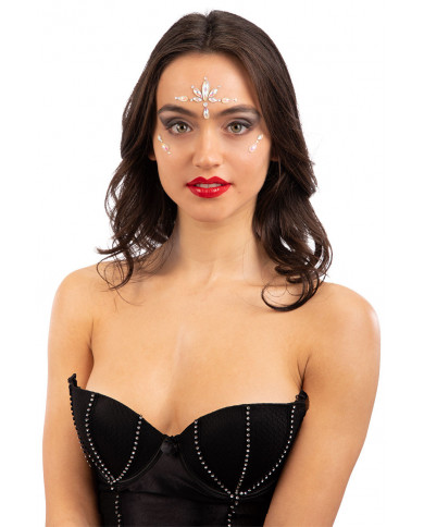 Cartella con decorazioni adesive per viso composte da cristalli