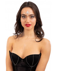 Adhesive face decorations composed of crystals that glow in the