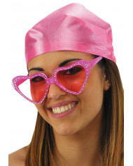 Gafas corazÃ³n rosa sobre cartoncillo