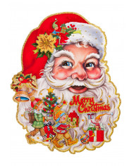 Affiche PÃ¨re NoÃ«l en papier en relief avec poudre de paillettes