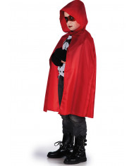 Taffettas red cape with hood for kid, one size, length cm.8.
