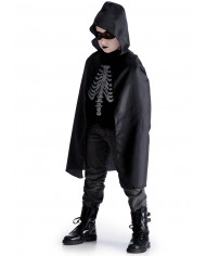 Taffettas black cape with hood for kid, one size, length cm.8.