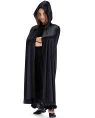 Black jersey cape for kid with hood, one size, length cm.1 .