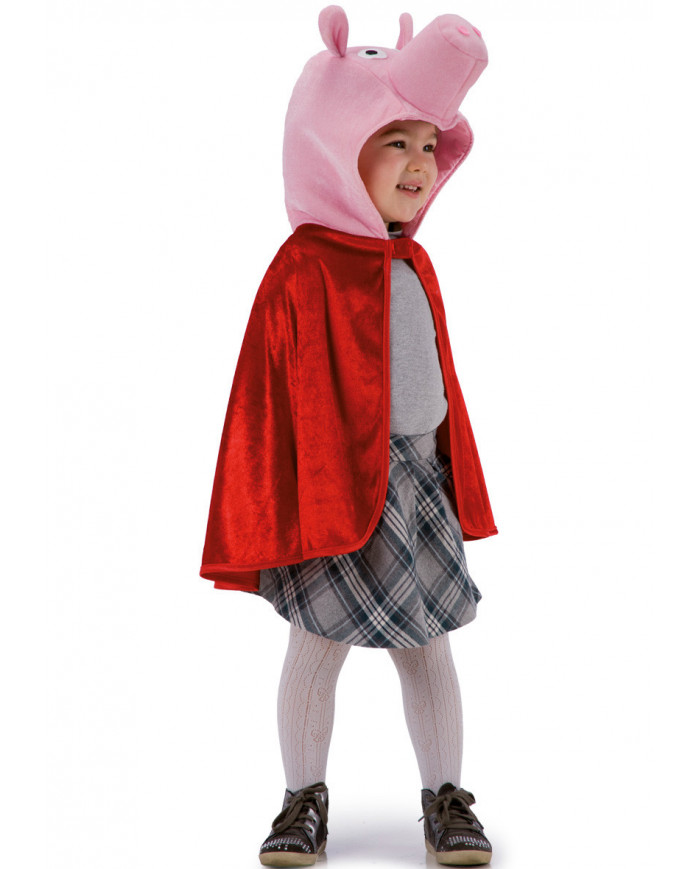 Mantello maialina, bambino, realizzato in velluto rosso con