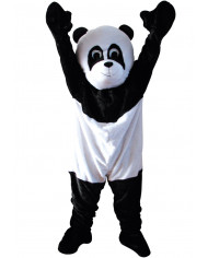 Costume mascotte da panda, realizzato in morbido peluche bianco