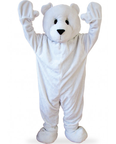 Costume mascotte da orso polare, realizzato in morbido peluche