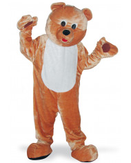 Costume mascotte da orso, realizzato in morbido peluche marrone
