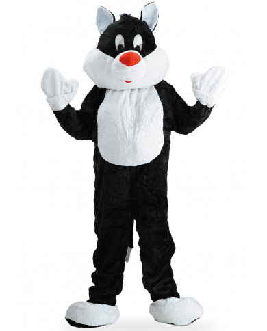 Costume mascotte da gatto, realizzato in morbido peluche nero