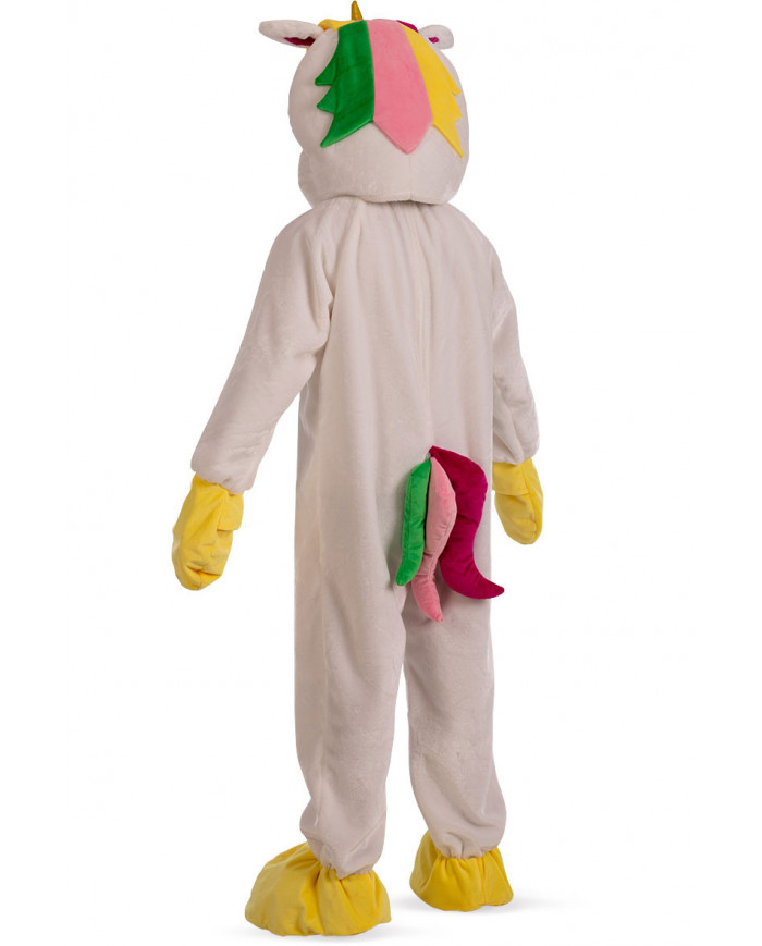 Costume mascotte da unicorno, realizzato in morbido peluche