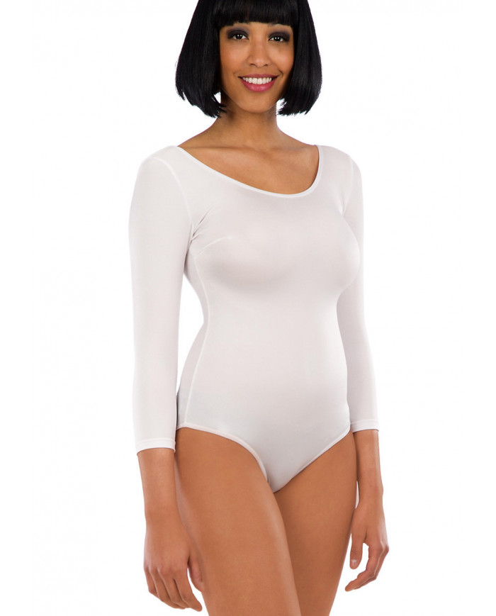 Body bianco donna, realizzato in lycra, taglia unica.