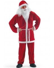 Santa's chenille costume with belt, hat and beard, size XL.