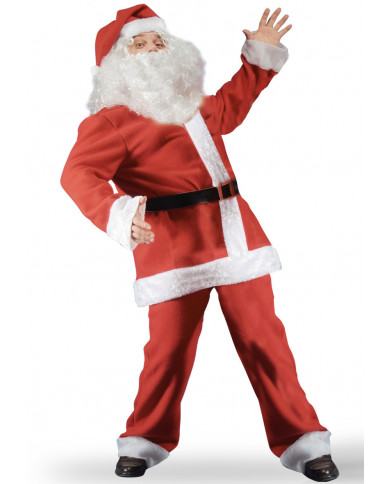 Santa's pile costume with belt, hat, beard and wig, size XL.
