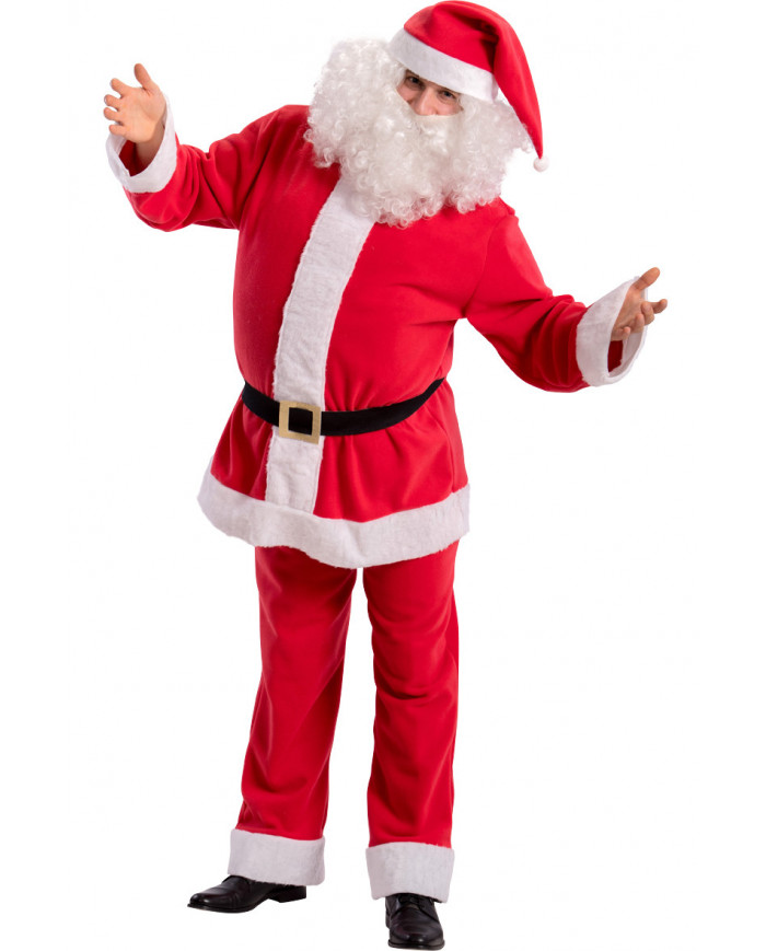 Costume da Babbo Natale in pile rosso bordato di bianco. Taglia