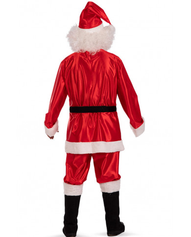 Costume da Babbo Natale in tessuto lucido rosso bordato di