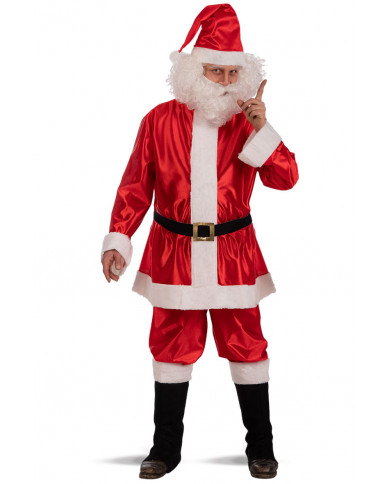 Costume da Babbo Natale in tessuto lucido rosso bordato di