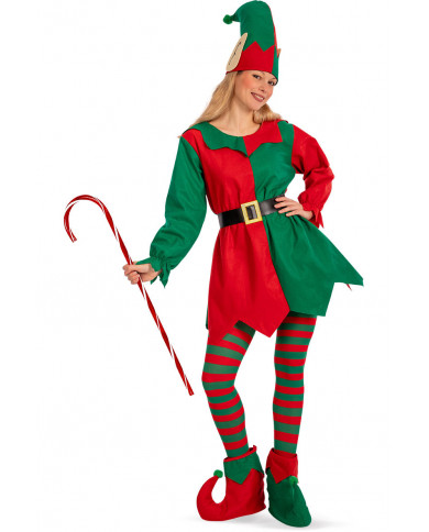 Costume da elfo donna, l'aiutante di Babbo Natale, taglia unica