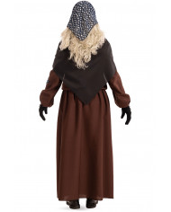 Costume da Befana composto da abito con toppe, scialle e