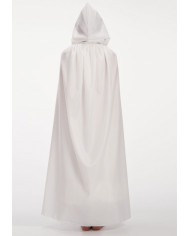 White taffetas double-face cape with hood, length cm.14.