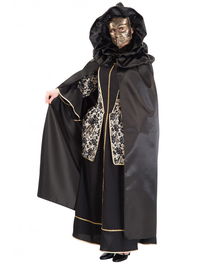Satin venetian cape with hood, length cm.13.