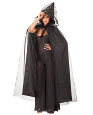 Taffetas and veil cape with hood, length cm.14.