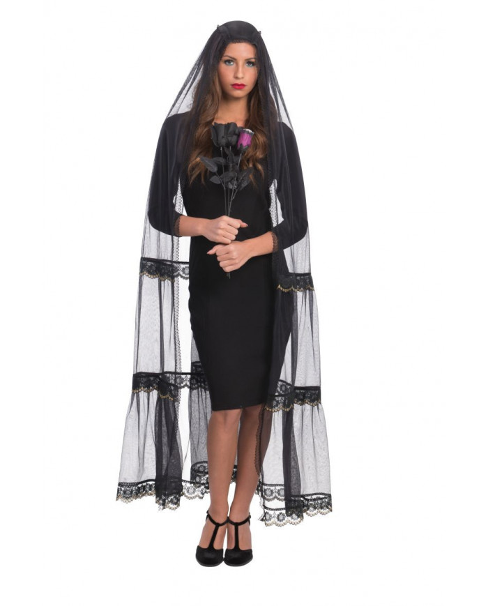 Black veil cape, length cm.15.