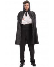 Taffettas black cape with hood, one size, length cm.1 .