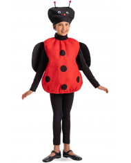 Costume in panno da coccinella di color rosso con punti neri