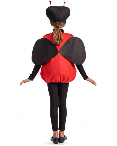 Costume in panno da coccinella di color rosso con punti neri
