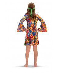 Costume hippie da bambina in tessuto elasticizzato a maniche
