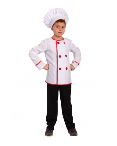 Chef costume for kid with jacket and hat, one size IV-VI.