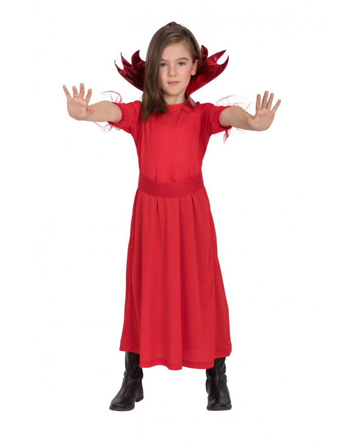 Devil costume for kid with stretch fabric dress, collar and
